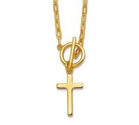 Collar de plata de ley 925 de 25 mm, tono dorado, cruz religiosa de fe religiosa con clip de 5 cm de extensión, collar de 41 cm, regalo de joyería para mamá, talla única, Oro Metal Papel, No es una