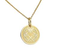 Collar de plata de ley 925 de 26 mm|Cadena de 45 cm|Collar de guerrero|Colgante vikingo grabado|Joyería con símbolo celta|Dije de gloria|Colgante|Joyería artesanal bañada en oro|LK_PNK_00080