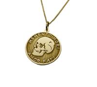Collar de plata de ley 925 de 28 mm | Cadena de 45 cm | Colgante Amor Fati | Joyería Memento Mori, filosofía y estoicismo | Charm Amor Fati | Colgante | Baño de oro | 00638