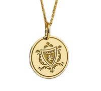 Collar de plata de ley 925 de 28 mm | Cadena de 45 cm | Colgante con emblema familiar | Joyería de escudo de armas | Amuleto heráldico | Colgante con emblema familiar chapado | Baño de oro | 00270