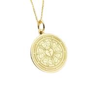 Collar de plata de ley 925 de 28 mm | Cadena de 45 cm | Colgante de moneda con rosa religiosa de Luther Rose | Dije de disco de la Reforma Protestante | Joyería luterana | Baño de oro | 00742