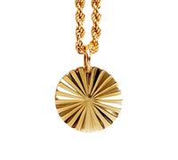 Collar de plata de ley 925 de 28 mm | Cadena de 45 cm | Colgante de sol | Delicado sol tallado a mano | Joyas con disco solar | Dije de moneda con rayo de sol | Sol | Joyas con baño de oro | 00751