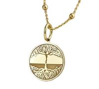 Collar de plata de ley 925 de 28 mm|Cadena de 45 cm|Collar del árbol de la vida|Joyería espiritual|Colgante|Moneda simbólica para mujer|Amuleto sagrado|Joyería artesanal con baño de oro|LK_PNK_00681