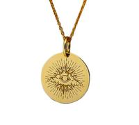Collar de plata de ley 925 de 28 mm|Collar chapado con el ojo que todo lo ve|Colgante|Joyería del mal|Amuleto de la suerte|Colgante de la Providencia|Joyería artesanal bañada en oro|LK_PNK_00207
