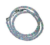 Collar de plata de ley 925 de 4 mm a 5 mm con ópalo de fuego natural etíope Welo para mujer, cuentas de ópalo de calidad AAA, collar de ópalo de 18 pulgadas, joyería de ópalo, 4-5 mm, Piedra, Ópalo de