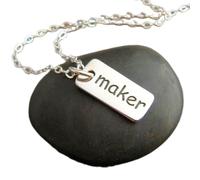 Collar de plata de ley 925, joyería inspiradora, pequeño artista, artesano, creación de palabras creativas, regalo, amuleto, etiqueta simple para uso diario|con cadena de 45 cm|chapado en plata|_2763