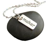 Collar de plata de ley 925, joyería inspiradora, pequeño artista, artesano, creación, palabra creativa, regalo, amuleto, etiqueta sencilla para uso diario | con cadena de 45 cm | chapado en plata |