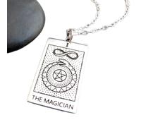 Collar de plata de ley 925, mago, carta del tarot, acción, cambio, infinito, estrella, espíritu Ouroboros, Halloween, adivinación, misticismo, espiritualidad|con cadena de 45 cm|chapado en plata|_2899