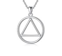 Collar de plata de ley 925 para alcohólicos anónimos, símbolo de recuperación AA, sobriedad, alcohólicos, regalos anónimos para mujeres y hombres