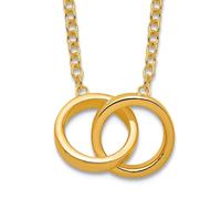 Collar de plata de ley 925 pulida en tono dorado con 2 anillos, regalo de joyería para mamá, 46 centimeters, Oro Metal Plata, No es una piedra preciosa