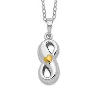 Collar de plata de ley 925 rodiada en tono dorado infinito amor infinito de 45,7 cm. Collar - Regalo de joyería para mamá, talla única, Oro Metal Oro metal Rodio, No es una piedra preciosa