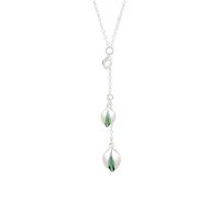 Collar de plata de ley con diseño de nicho de lujo y nueces de pistacho con borla Mori, talla única, Plata, No es una piedra preciosa