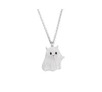Collar de plata de ley con diseño de pareja de fantasmas, talla única, Plata, No es una piedra preciosa