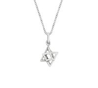 Collar de Plata de Ley con Estrella de David en 3D para Hombres y Mujeres, Colgante de Estrella Merkaba de Plata 925, Cadena Curva de 18 Pulgadas, Collar de geometría Sagrada Espiritual, Regalos