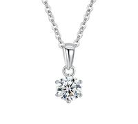 Collar de plata de ley con seis garras de piedra de Mosan con personalidad europea y americana, 50 points (5mm), Metal