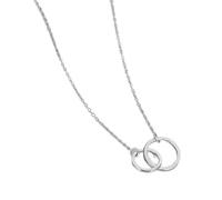 Collar de plata de ley S925 con diseño de flor de coche, doble anillo, simple, moderno, Joker para mujer, talla única, Plata, No es una piedra preciosa
