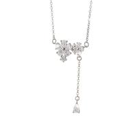 Collar de plata de ley S999 con diseño de flor de cerezo para mujer, de lujo, de alto sentido, para verano, cadena de clavícula Mori, regalo del día de San Valentín, talla única, Plata, No es una