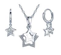Collar de Plata esterlina 925, Colgante de Estrella de niña, Pendientes de Estrella, Juegos de Joyas de Estrella, Pendientes, Regalo de cumpleaños de Navidad