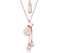 Collar de plata esterlina 925 Lucky Gourd Fu Bag Moneda de cobre Colgante de oro rosa Lady Clavicle Chain Money - Lucky Jewelry-Rosegold-One size
