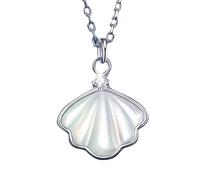 Collar de plata esterlina proyectiva con concha de mar de longitud ajustable, adorno elegante para uso diario y fiesta, collar de moda para mujer