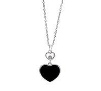 Collar de Plata Esterlina S925 Ropa de Mujer Es Simple Película Y Televisión con Temperamento en Forma de Corazón Negro Retro Elegante Regalo de Cumpleaños Cadena de Clavícula Creativa, LJBLEUSK