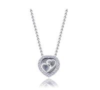 Collar de Plata Esterlina S925 Ropa de Mujer Es Simple Talla Tridimensional en Forma de un Corazón Rojo Cadena de Clavícula Temperamento Retro Elegante Regalo de Cumpleaños Creativo, LJBLEUSK