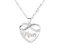 Collar de Plata esterlina Vintage, Collar de corazón de la Madre Infinito wth circonía cúbica grabada te Amo para Siempre mamá Mujeres Mujeres