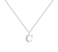 Collar de plata S925 con inicial A-Z para mujer, con dije de letra, delicada, circonita cúbica, joyas, regalos de cumpleaños para mujer, talla única, Plata, No es una piedra preciosa
