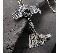 Collar de Plata S925 Mujer Hombre Simple Estilo Étnico Hoja de Loto F925 Colgante con Anillos de Plata Moda Tendencia Personalidad Creador Regalo, LJBLEUSK