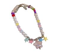 Collar de playa con cuentas de cinco puntas de estrella adecuado para mujeres y niñas, collares para mujer, gargantilla de cuentas redondas, joyería de moda, talla única, como se describe, como se