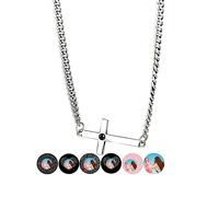 Collar de proyección de cruz invertida personalizado Collar de foto personalizado Te amo Collar 100 idiomas Colgante Cadena Memoria Joyería Regalos para mujeres Hombres Familia