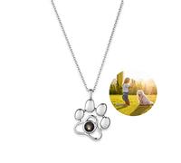 Collar de proyección de imagen personalizada, collar con impresión de pata de perro, linda personalización de la foto del personaje de impresión de mascotas, regalos personalizados, Plata esterlina