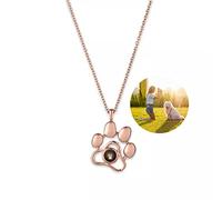 Collar de proyección de imagen personalizado, collar de huellas de perro, lindo personaje con estampado de animales de mascotas, regalos personalizados para los amantes de los perros (oro rosa)