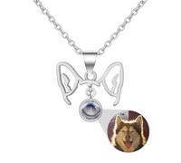 Collar de proyección personalizado con forma de oreja simple con tu mascota familiar, regalo de memoria, collar de proyección de perro, regalo familiar, Metal