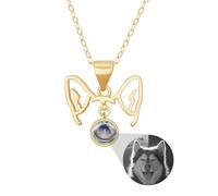 Collar de proyección personalizado con foto en forma de oreja con tu mascota, regalo de memoria familiar, collar de proyección de perro, regalo de memoria familiar (diseño B)