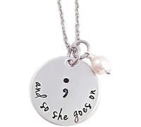 Collar de punto y coma para mujer y así va en collar de punto y coma encanto collar medio columna joyas blancas