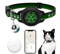 Collar de rastreo para gatos impermeable Airtag con etiqueta de buscador (solo iOS no para dispositivos Android), compatible con Apple Find My, Breakaway Tractive con patrón reflectante y campana, 8