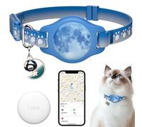 Collar de rastreo para gatos, impermeable, collar Airtag con etiqueta de buscador (solo iOS, no para dispositivos Android), compatible con Apple Find My, Breakaway Tractive con patrón reflectante y