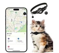Collar de rastreo para gatos, ubicación GPS en tiempo real, impermeable y duradero para gatos al aire libre, alerta inteligente antipérdida con aplicación para smartphone (localizador negro)