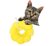 Collar de recuperación Ajustable para Gatos, Collar isabelino para Mascotas, Collar de Cono de Gato para lamer antimordeduras, Gatitos y Cachorros curación de heridas (Girasol S)