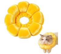 Collar de Recuperación para Gato Perros, Suave Cono de Protección Ajustable 12-20 cm, Collarín Postoperatorio Impermeable para Cicatrización de Heridas, Diseño Flor Amarillo