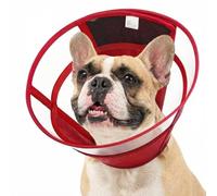 Collar de recuperación para Perro Post cirugía, Collar isabelino Ajustable, Cono Protector Transparente, Collar Anti lamido, Collar médico Plegable para Perros, Burdeos S