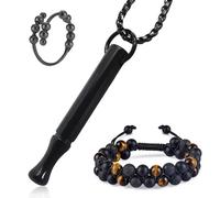 Collar de Respiración,Collar Contra la Ansiedad,Collares Antiestrés,Adecuado Para Ejercicios de Respiración,Con Una Pulsera de Piedra Volcánica + un Anillo de Cuentas