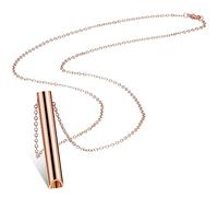 Collar de Respiración para Aliviar Ansiedad - Silbato de Acero Inoxidable Portátil para Ejercicio de Respiración Profunda Consciente - Meditar Antiestrés Relajar para Hombre Mujer (Oro Rosa)