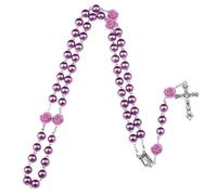 Collar de rosario católico, perlas de rosa, cruz religiosa, regalo de oración, collar con cruz para mujeres unisex