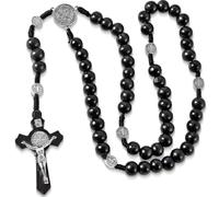 Collar de Rosario con Cruz Católica, Rosario Católico, Collar de Cuentas de Oración Católico con Medalla Crucifijo, para Cristianos Católicos Comunión Religiosa, Bautismo, Misa, Biblia