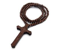 Collar de rosario de madera, cuentas talladas a mano y material ecológico para uso diario, ceremonias religiosas, regalos | devotos católicos, buscadores espirituales | cuentas de oración, joyería