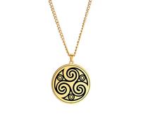 Collar de runa vikinga Nudo celta Triskelion Collar Triple espiral Triskele Collar Nudo de la Trinidad Colgante Triquetra Amuleto nórdico Wiccan Joyería Regalo (Triple espiral oro 2)
