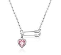 Collar de seguridad con dije de corazón colorido chapado en plata para mujeres y niñas, collar de clip ajustable, collar de corazón de cristal, collar de corazón delicado para mujer, regalo de