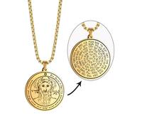 Collar de sellos de la llave de Salomón de VASSAGO grabado con colgante de los 72 nombres de Dios. Amuleto de protección espiritual para hombres y mujeres, Acero inoxidable